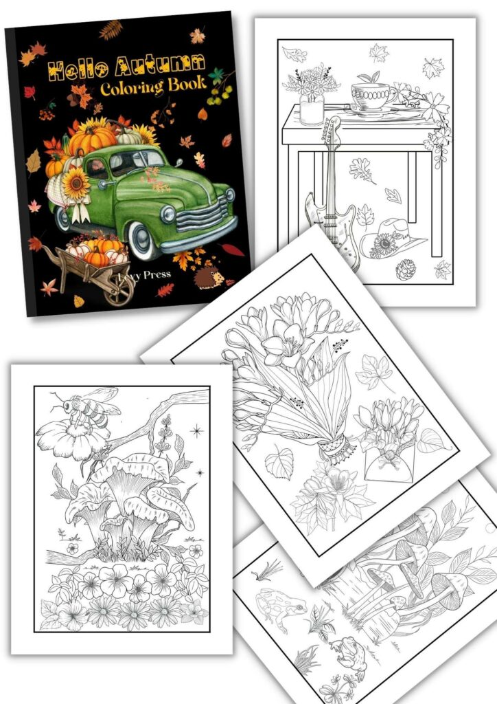 Hello autumn coloring book for adults